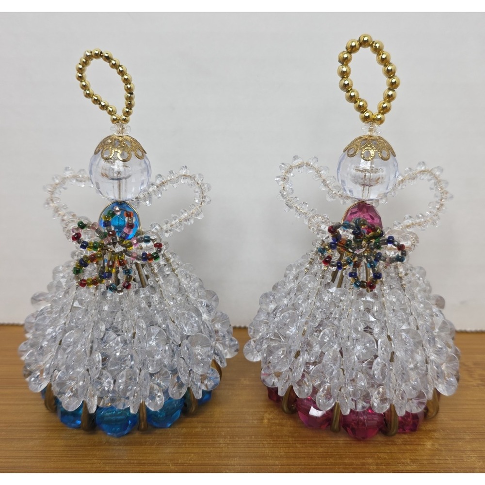 Handcrafted Beaded Angel Unique Folk Art Primitive Handmade Angels